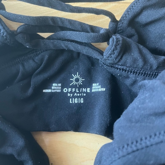 OFFLINE by Aerie True Black Real Me Lace Up Back Sports Bra - Picture 8 of 9